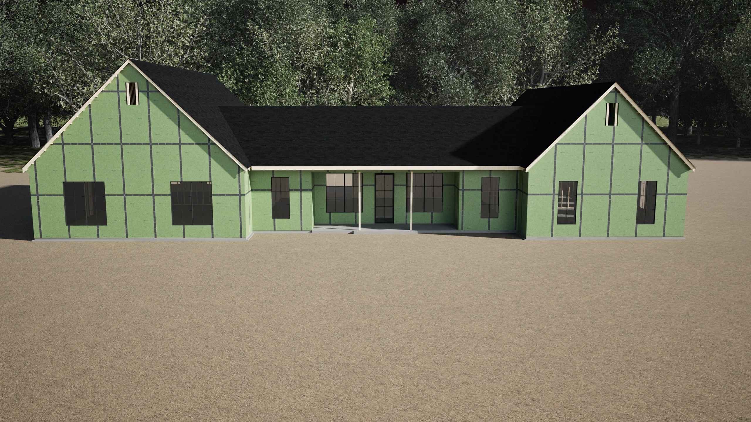 Sheathing and roof enclosure in the residential design study